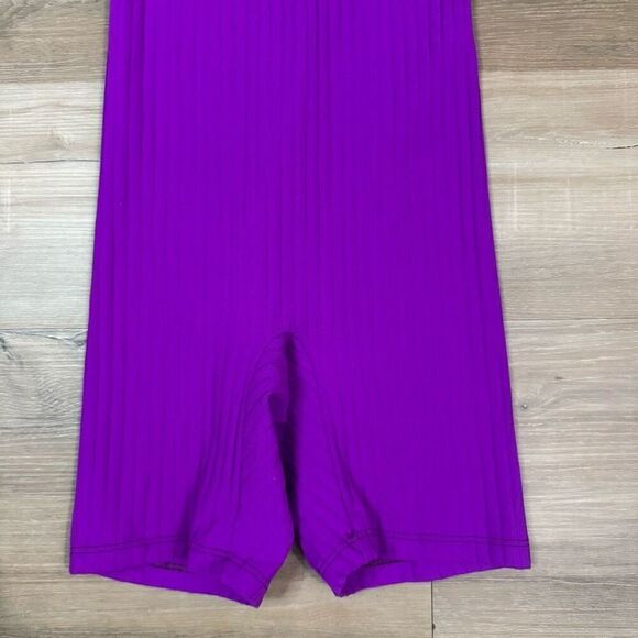 Vintage Body Wrappers Women's M One Piece Athletic Romper Bright Purple 80s Aero - Picture 3 of 7